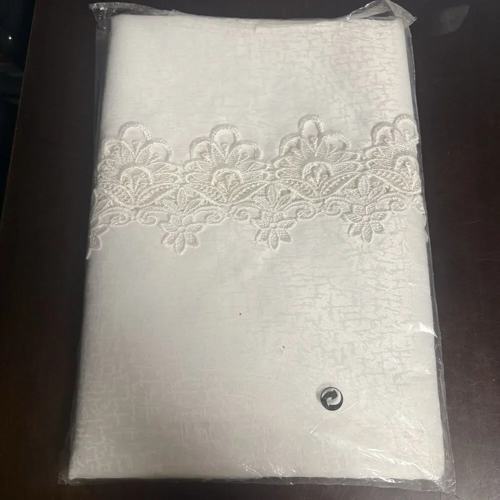 Oval White Guipure Lace Tablecloth Elegance Embroidered Overlay RC 205 Polish